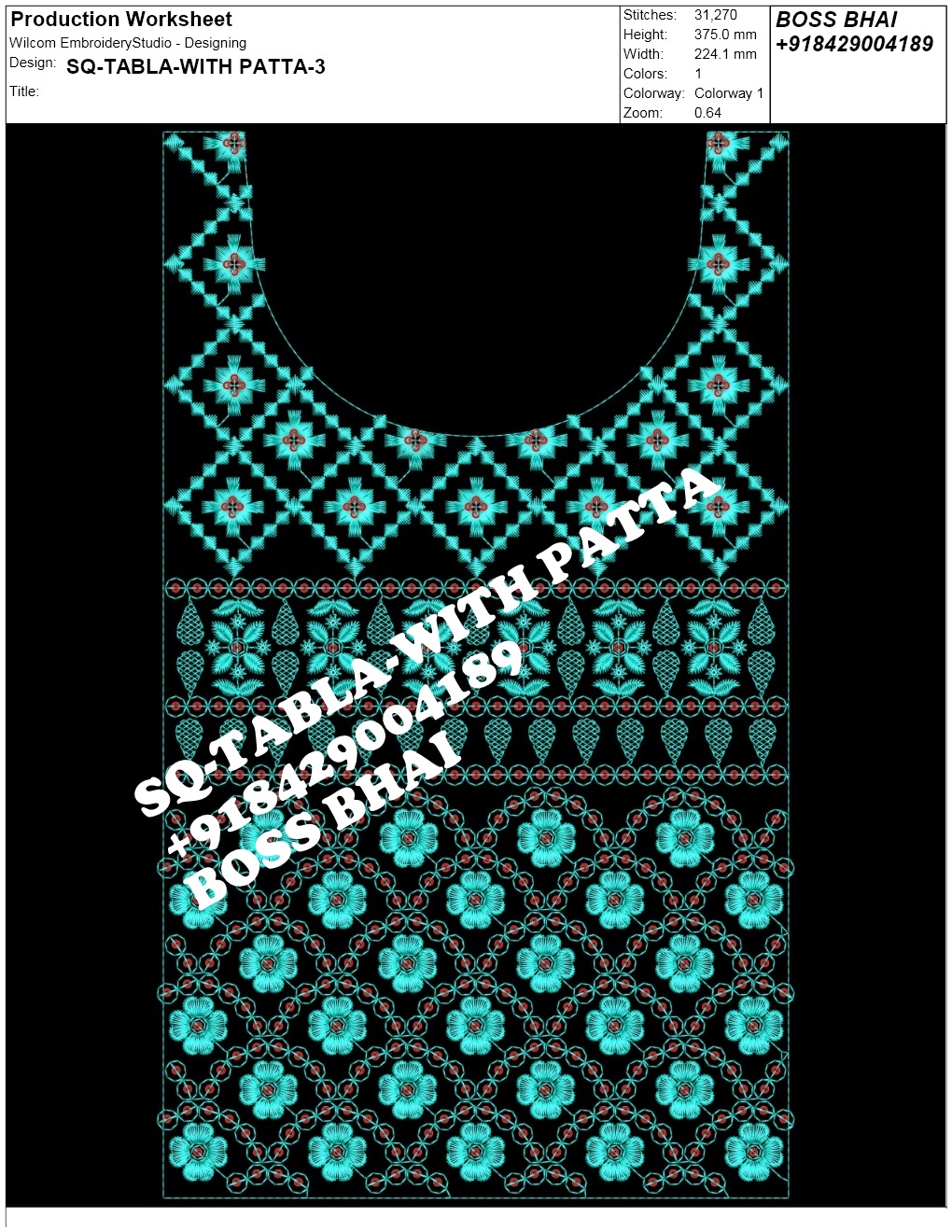 SQ TABLA WITH PATTA 3